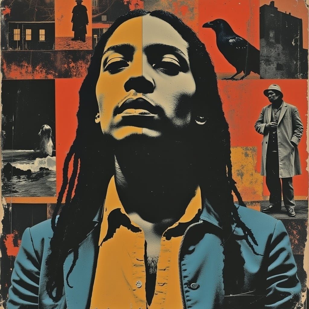 Surreal Urban God with Psychedelic Afro in Hustling Spanish...