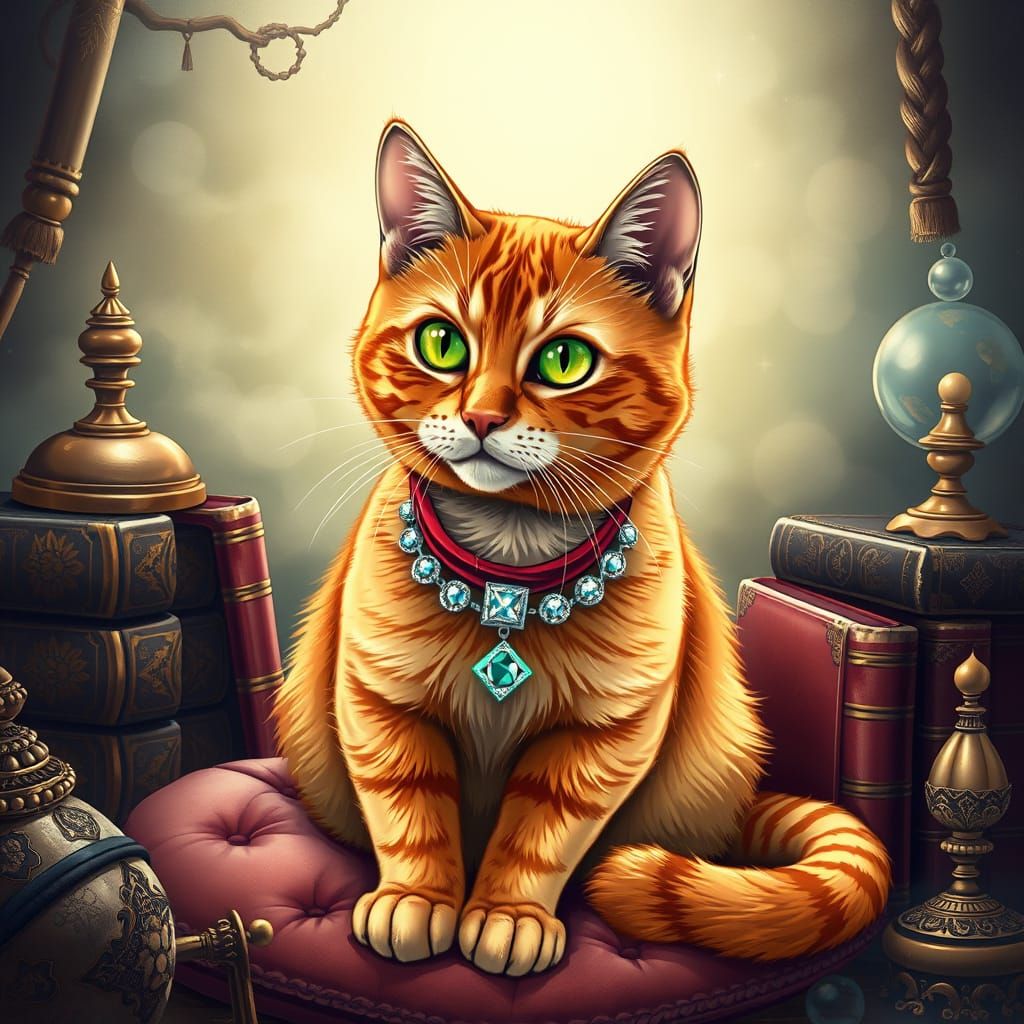 Ginger Cat Portrait in Astral Cosmic Style