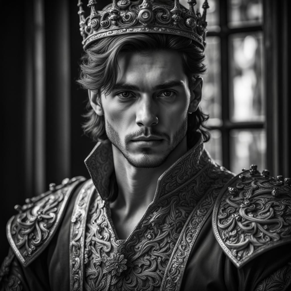 Monochrome Portrait of The Poison Prince in Hyperrealism