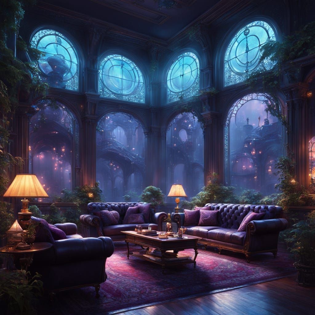 Mystical Cityscape Therapy Session in Victorian-Era Luxury