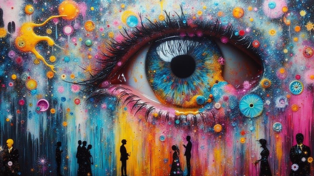 Melting Figures in Dreamlike Oil Painting