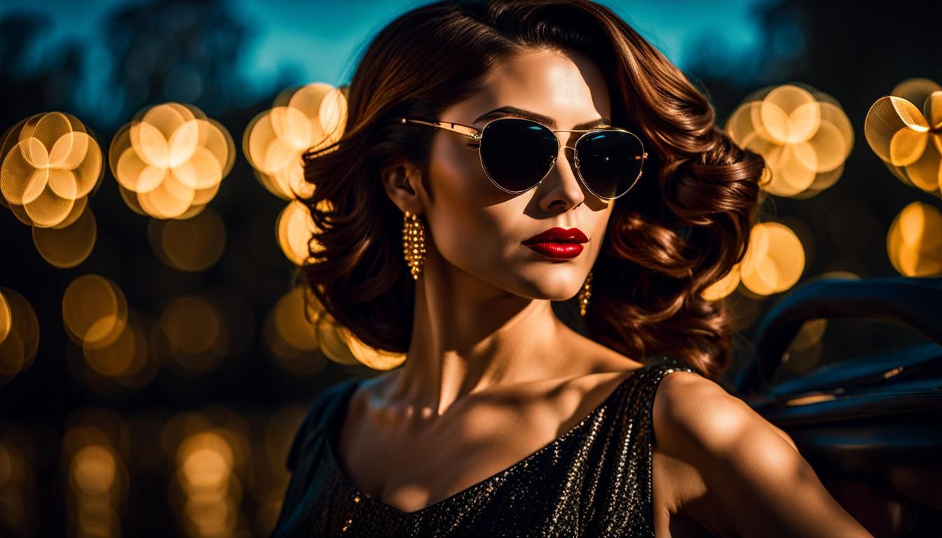 Latina Villainess Portrait in Film Noir Style