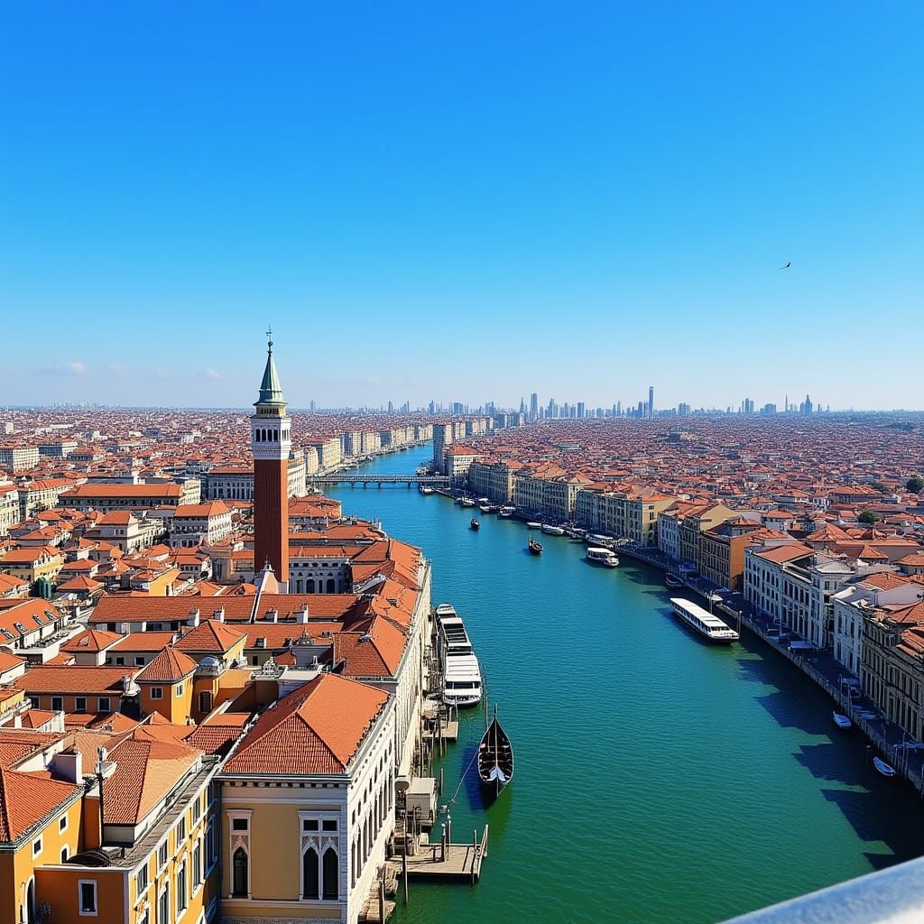 Aerial View of Venice, Italy, with Canals