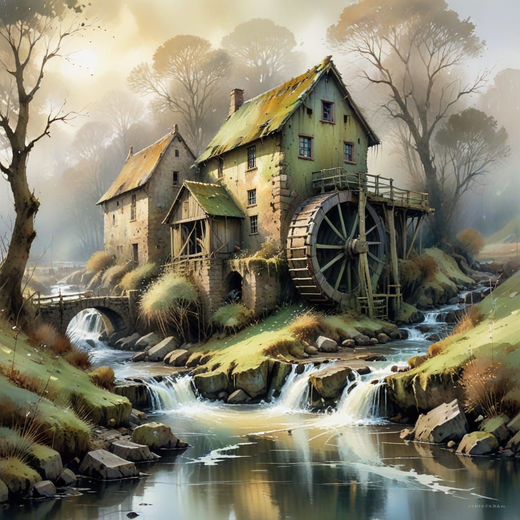 Watermill in Winter, Inspired by Willem Haenraets