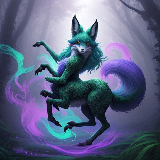 Surreal Nine-Tailed Fox Fart Captivates Mysterious Crowd