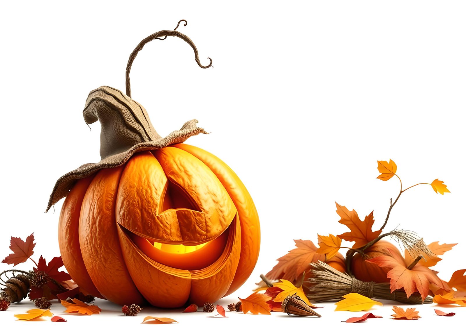 Halloween Pumpkin with a Scary Smile, Detailed Digital Art