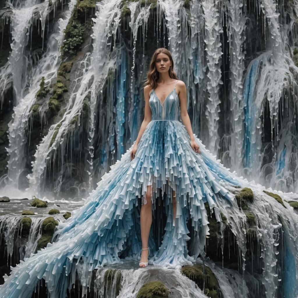Waterfall Dress: An AI-Generated Fantasy Gown