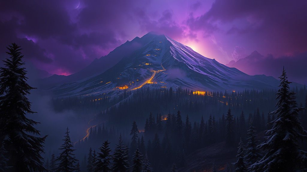 Haunted Night on Mount Hood: Dark Fantasy Art