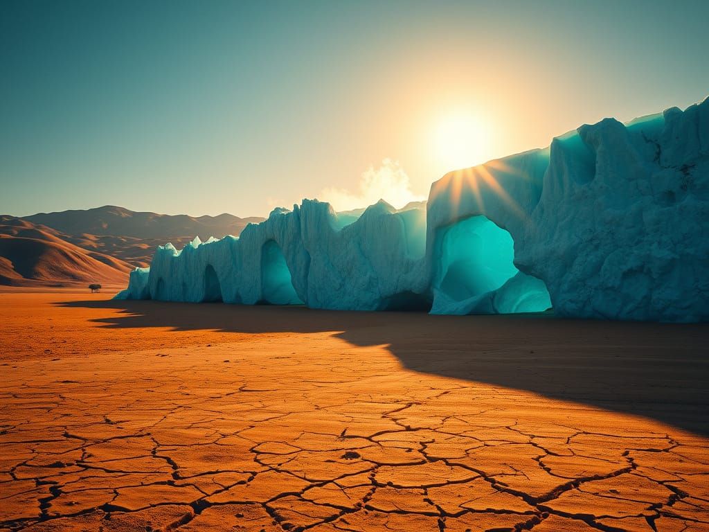 Glacier's Dreamlike Stand in African Savannah