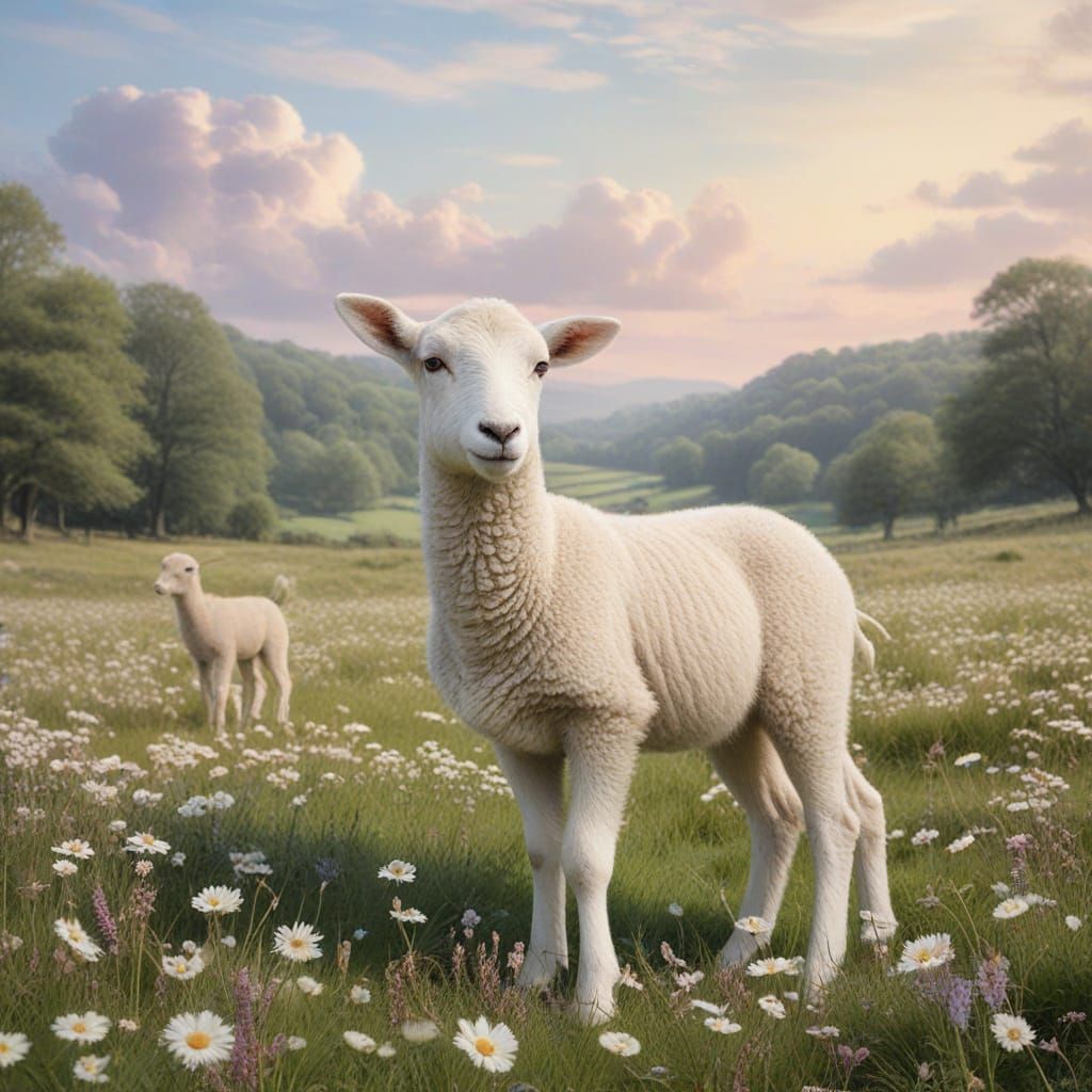 Whimsical Children's Illustration of a Young Girl and Her Fo...