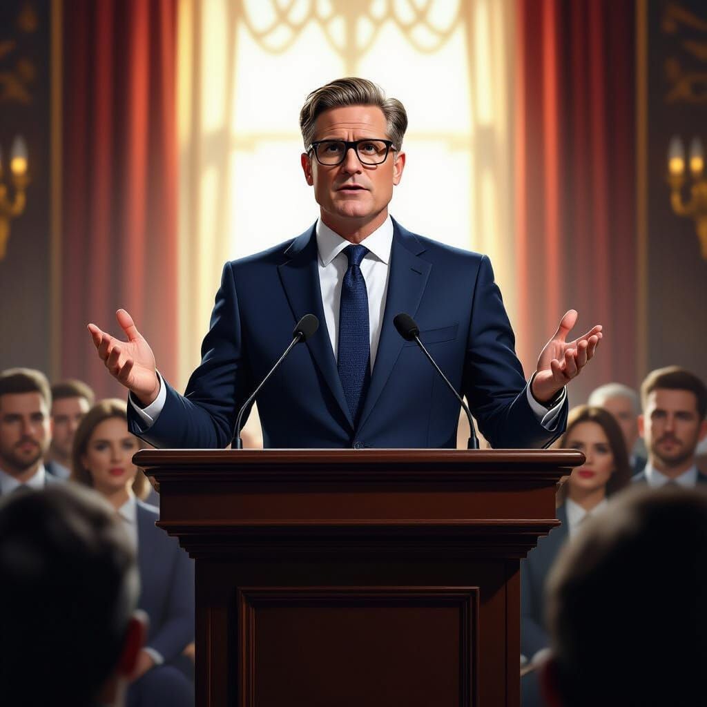 Keir Starmer at Podium: Fantasy Concept Art