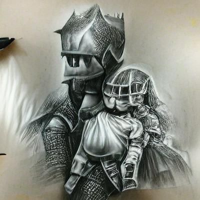 Knight and Princess in Detailed Charcoal Drawing
