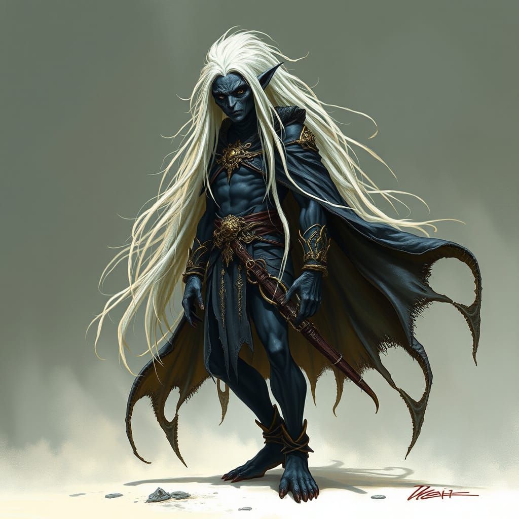 Drow Warrior in Dark Fantasy Style
