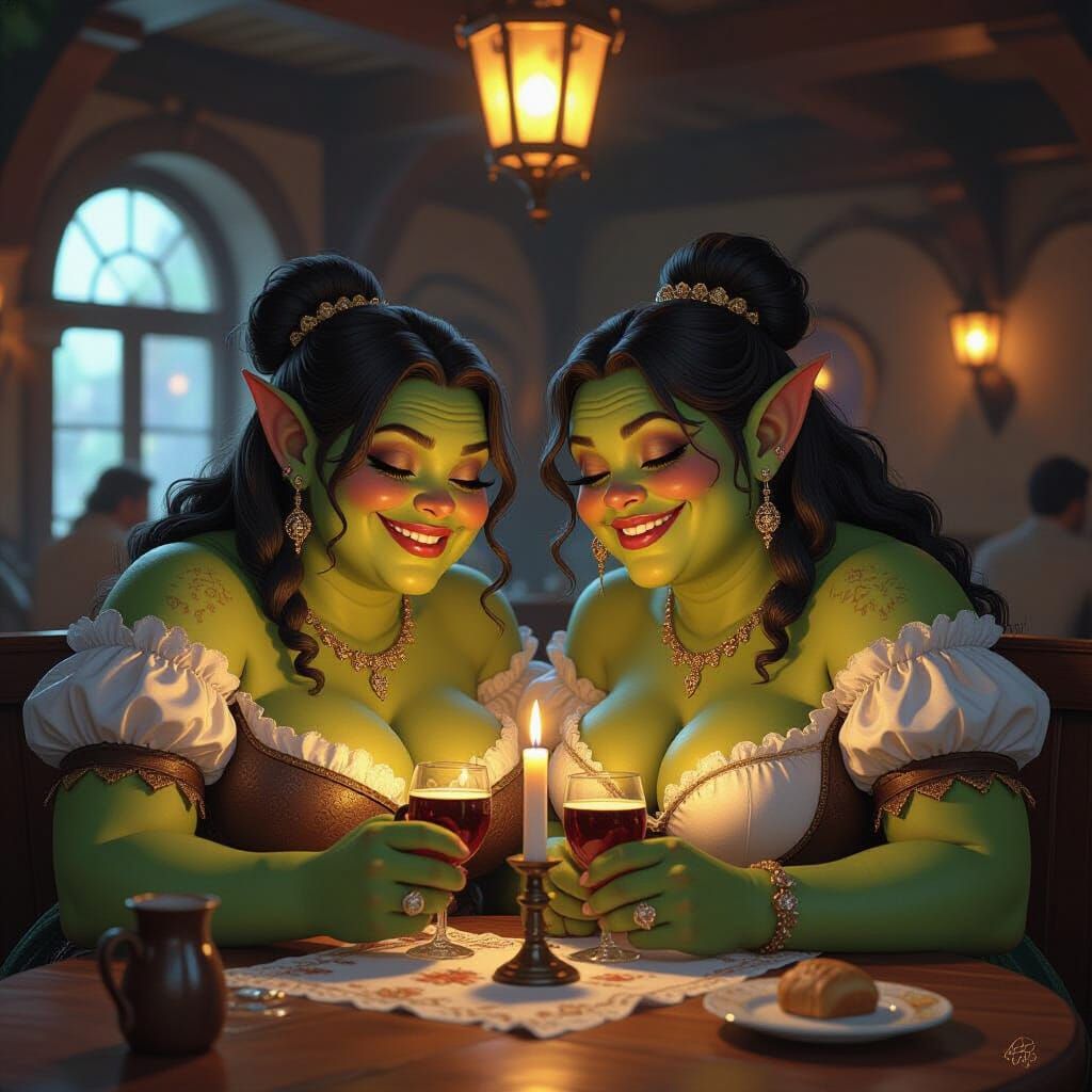 Ogre Couple's Joyful Tavern Wedding