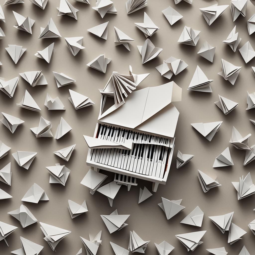 Origami Piano Papercraft in 8K Resolution