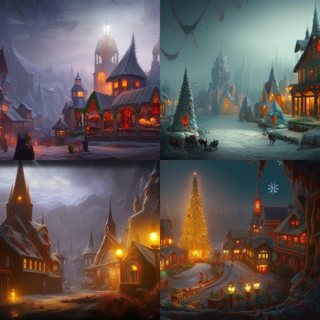 Fantastical Christmas Town: Detailed Matte Painting