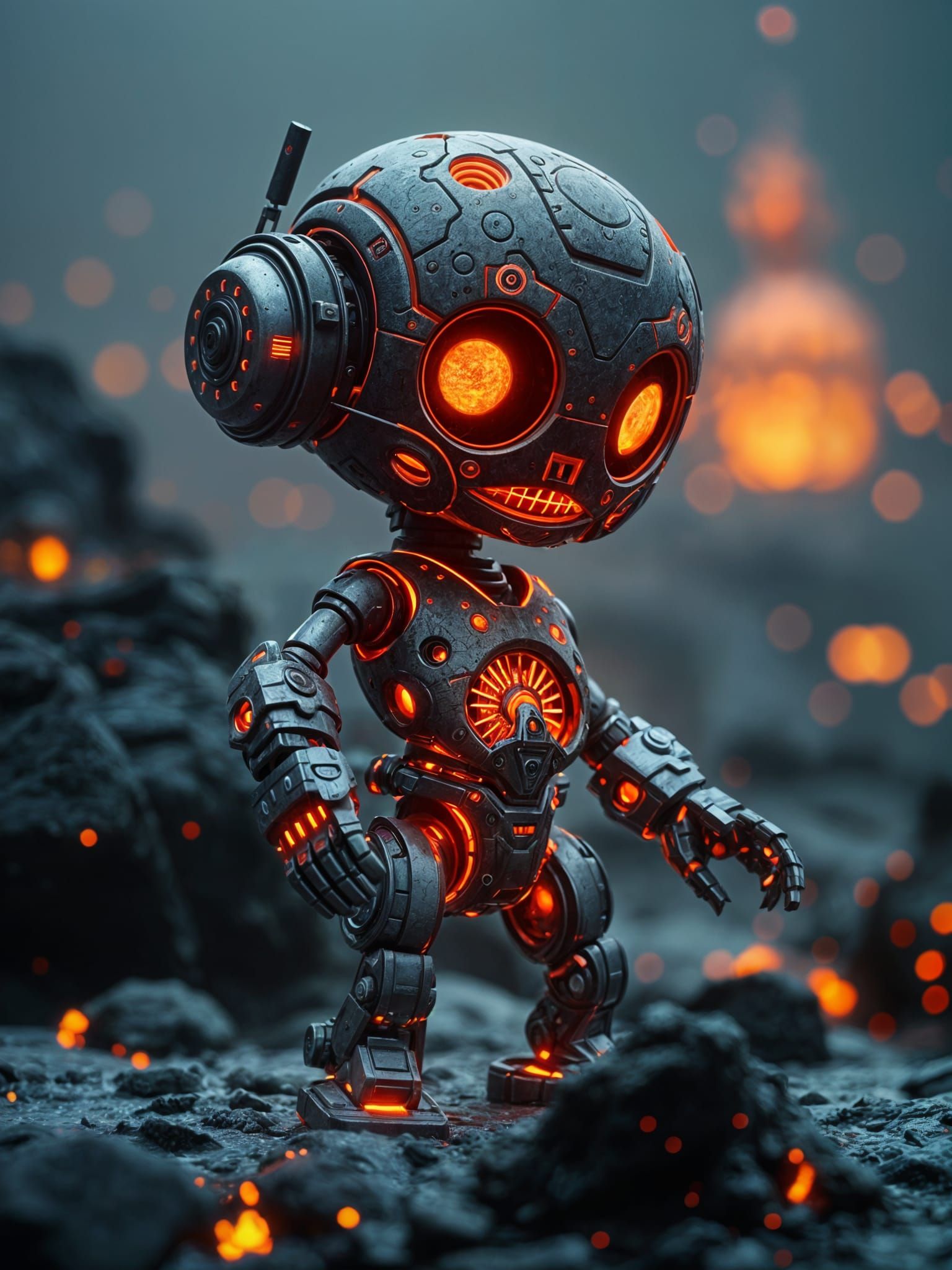 Lava and Water Robot: Digital Matte Painting
