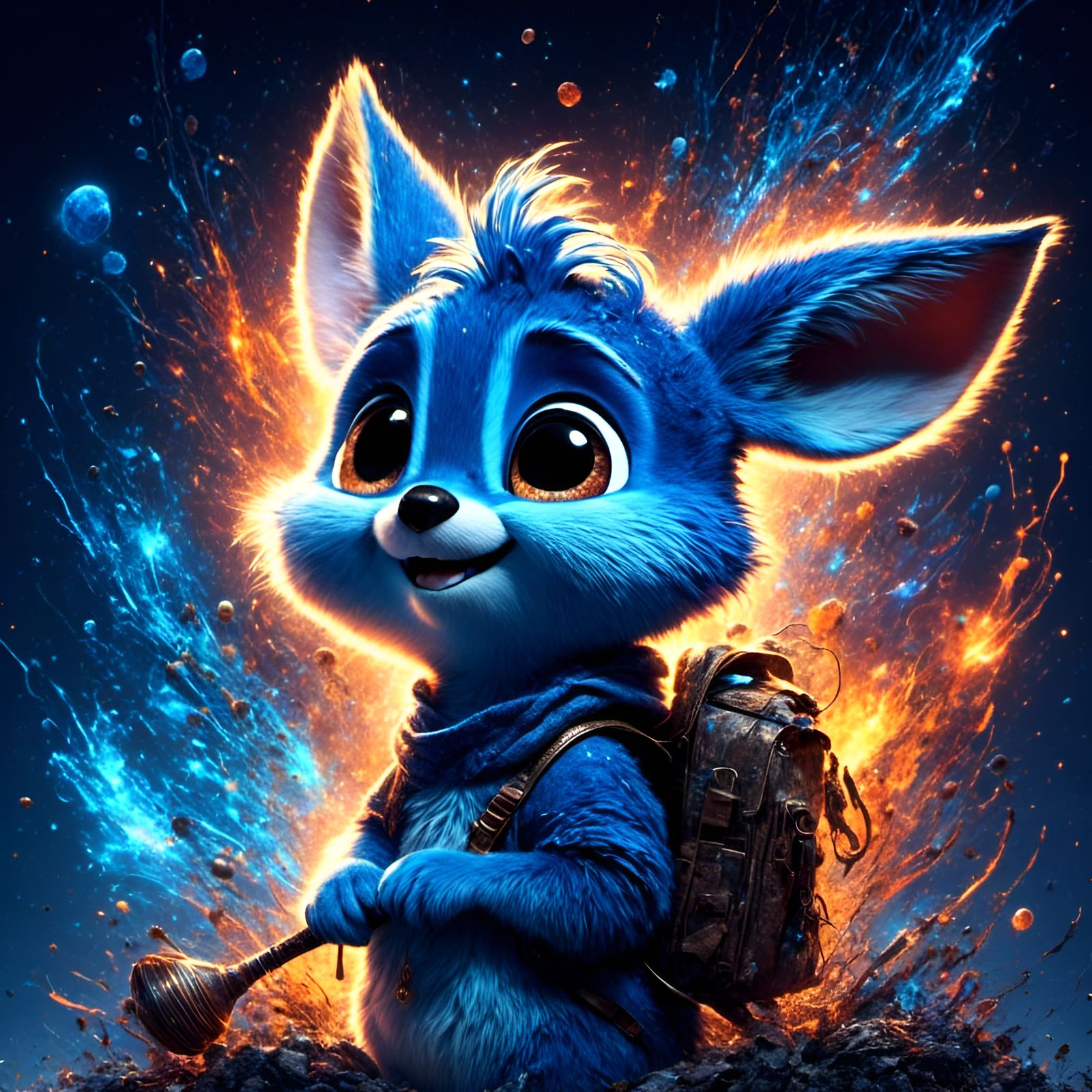 Bluey Portrait in Splatter Graffiti Style