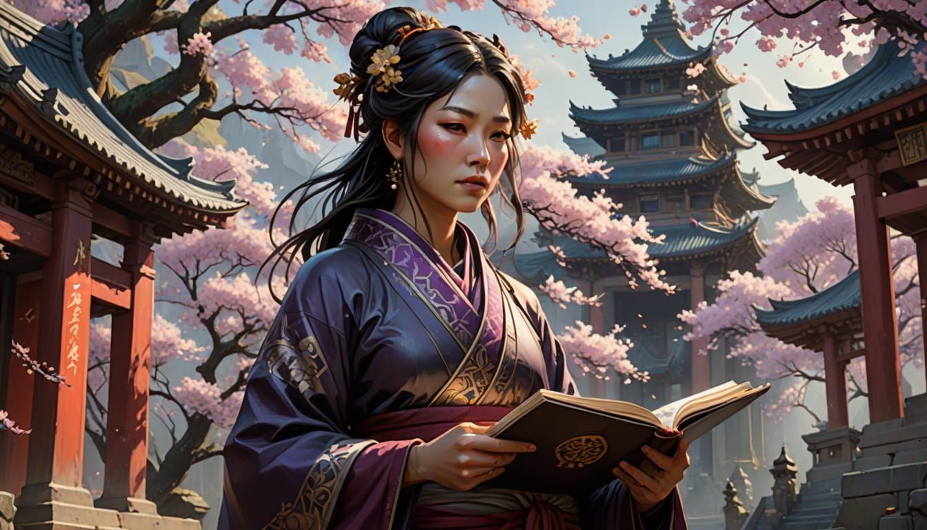 Hōjō Masako: Dark Fantasy Sumi-e Concept Art