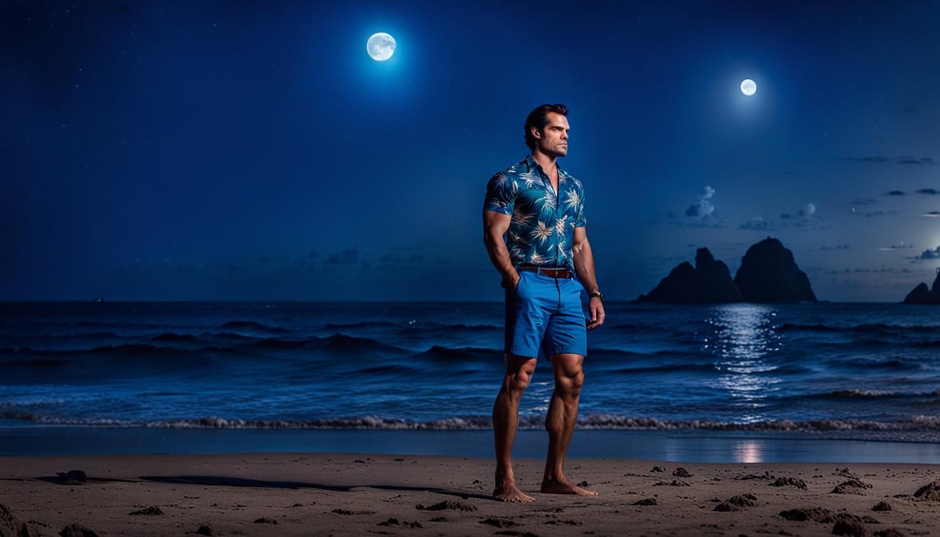 Tropical Beach Vacation Under Cosmic Sky