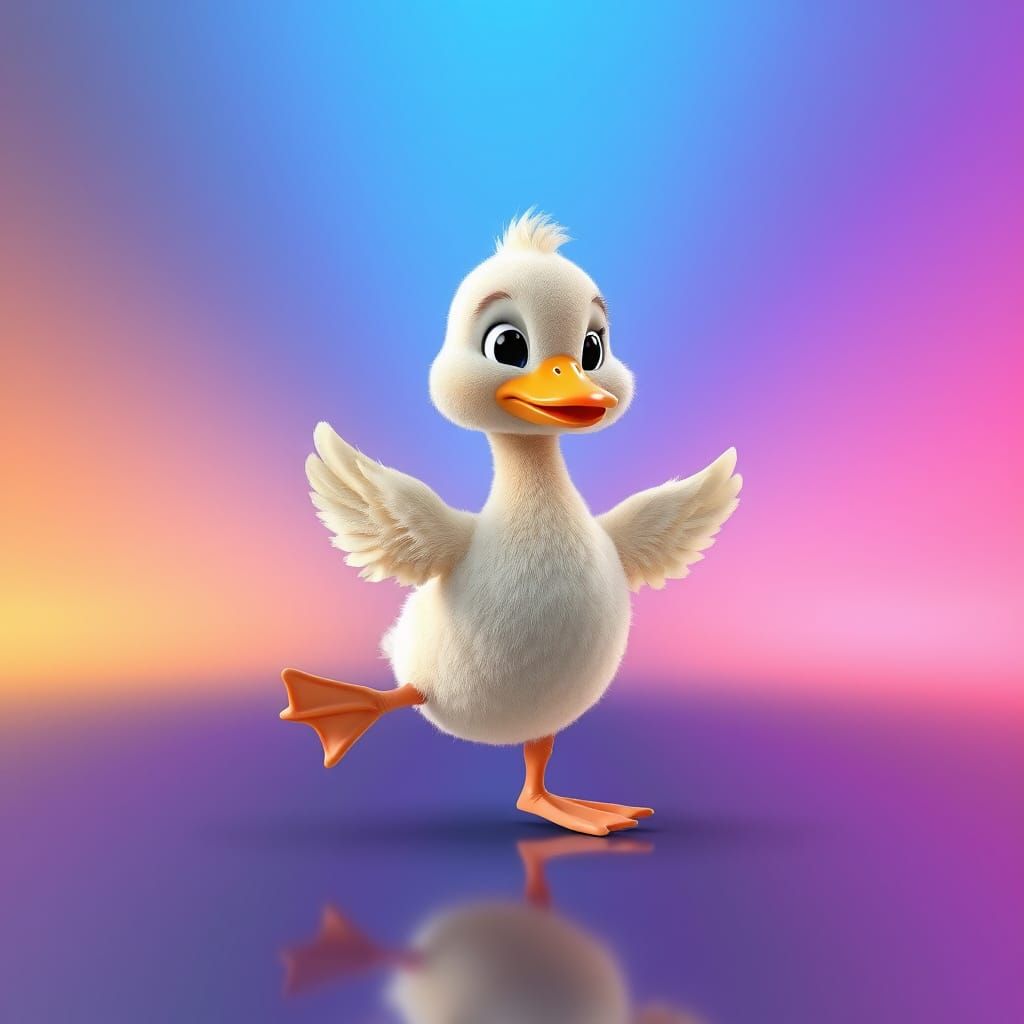 Cute Dancing Duckling in Vibrant 3D Style