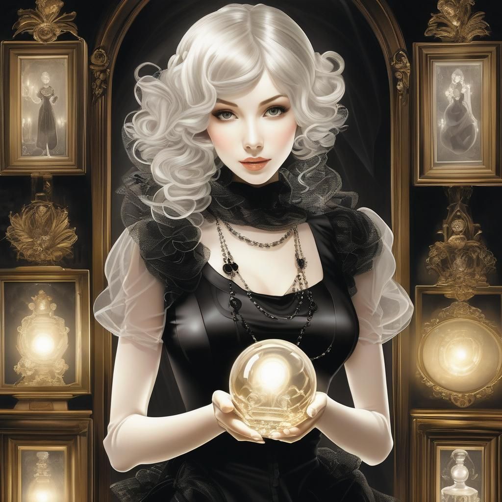 Anime Lady Portrait with Magnifying Glass Art