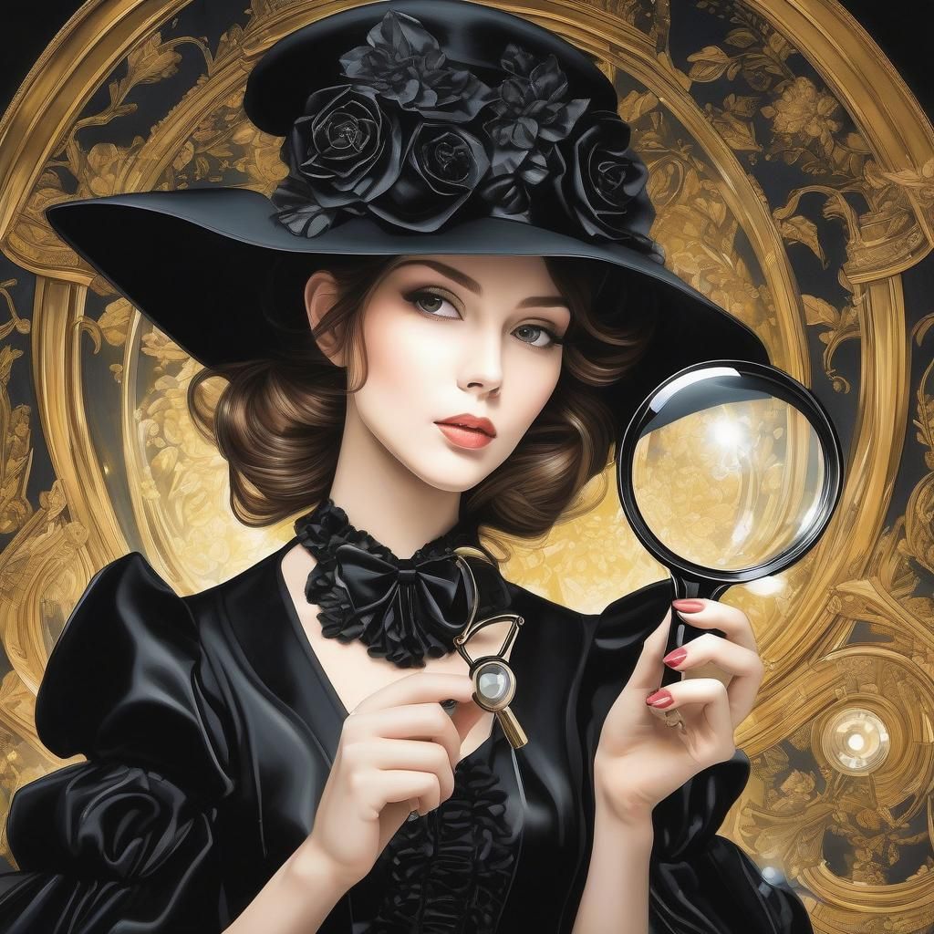 Anime Portrait of Woman with Magnifying Glass