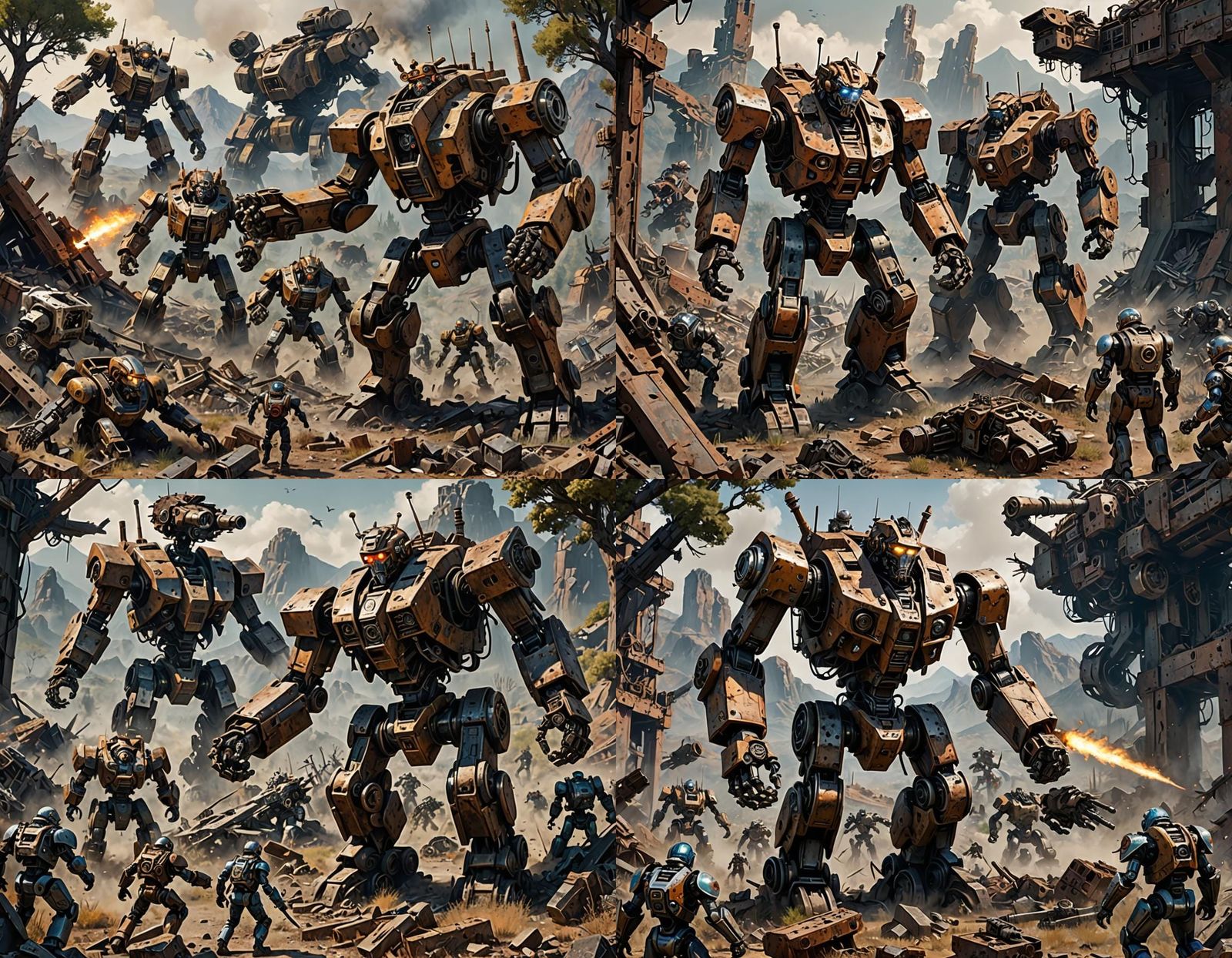 Victorious Warrior in Cyberpunk Dystopian Wasteland