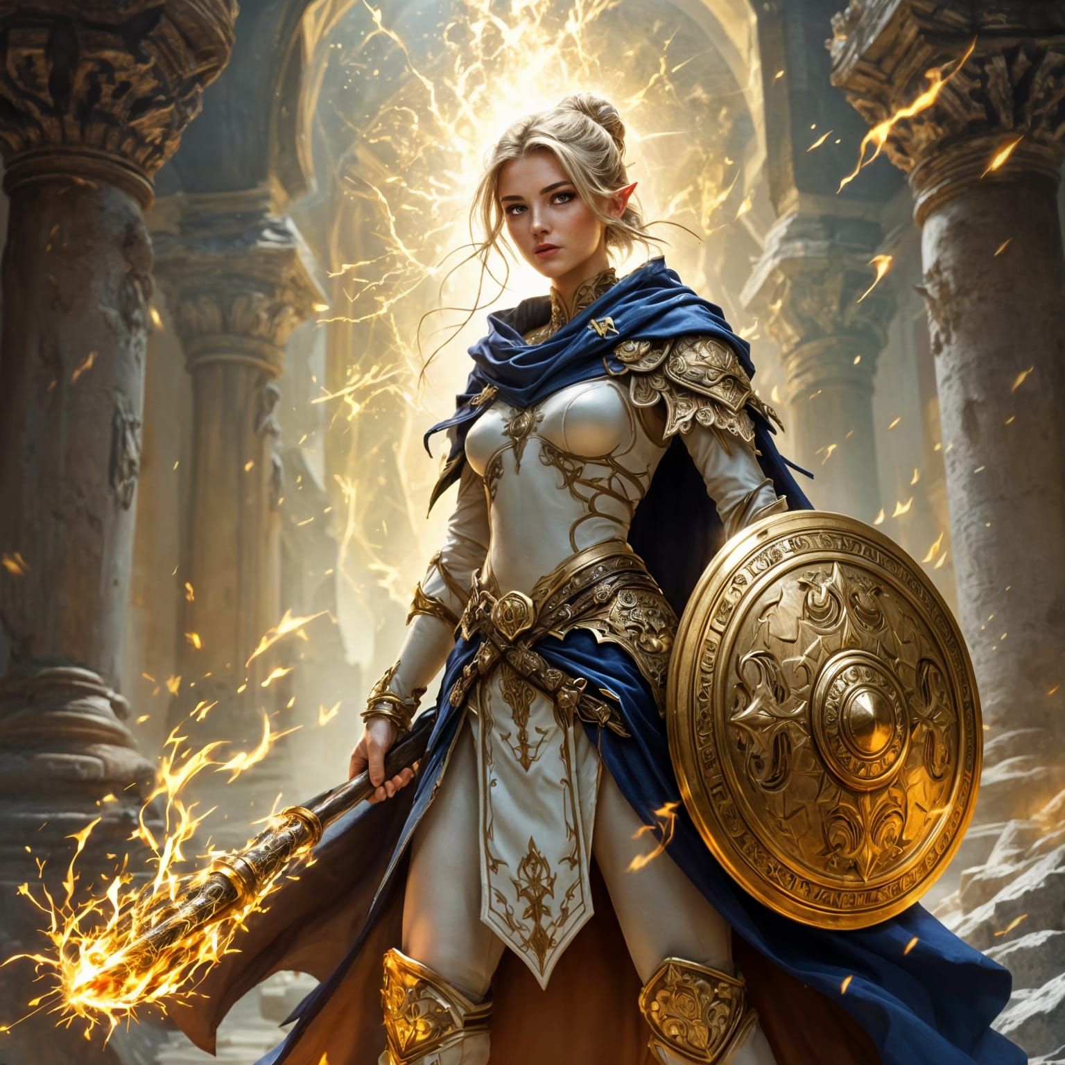 Elf Priestess in Divine Armor