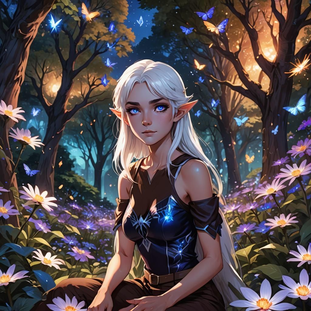 Captivating Dark Elf Portrait in Manga Anime Style