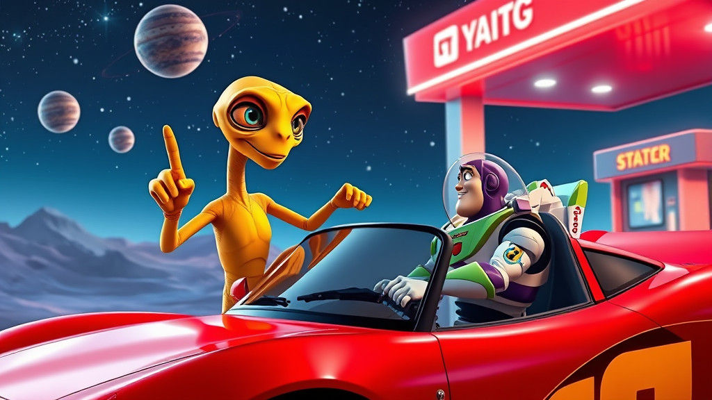 ET Washes Lightning McQueen's Windscreen in Space