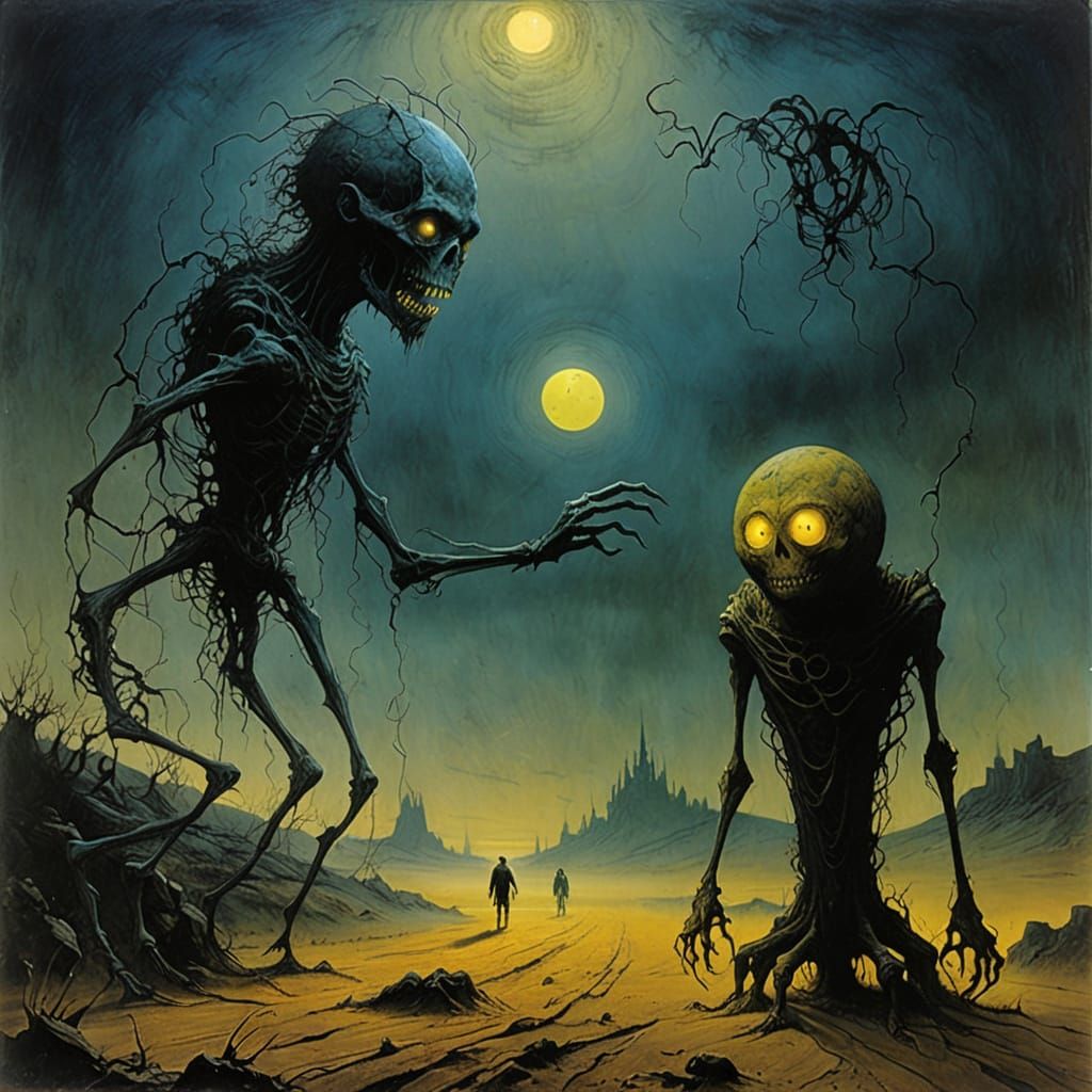 Ethereal Beasts Emerge in Moonlit Wilderness