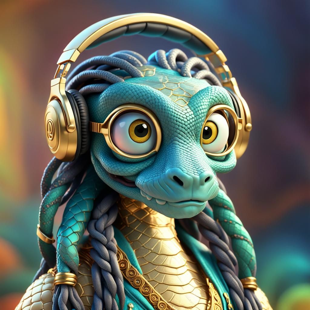 Anthropomorphic Snake in Wedding Dress: 3D Digital Art