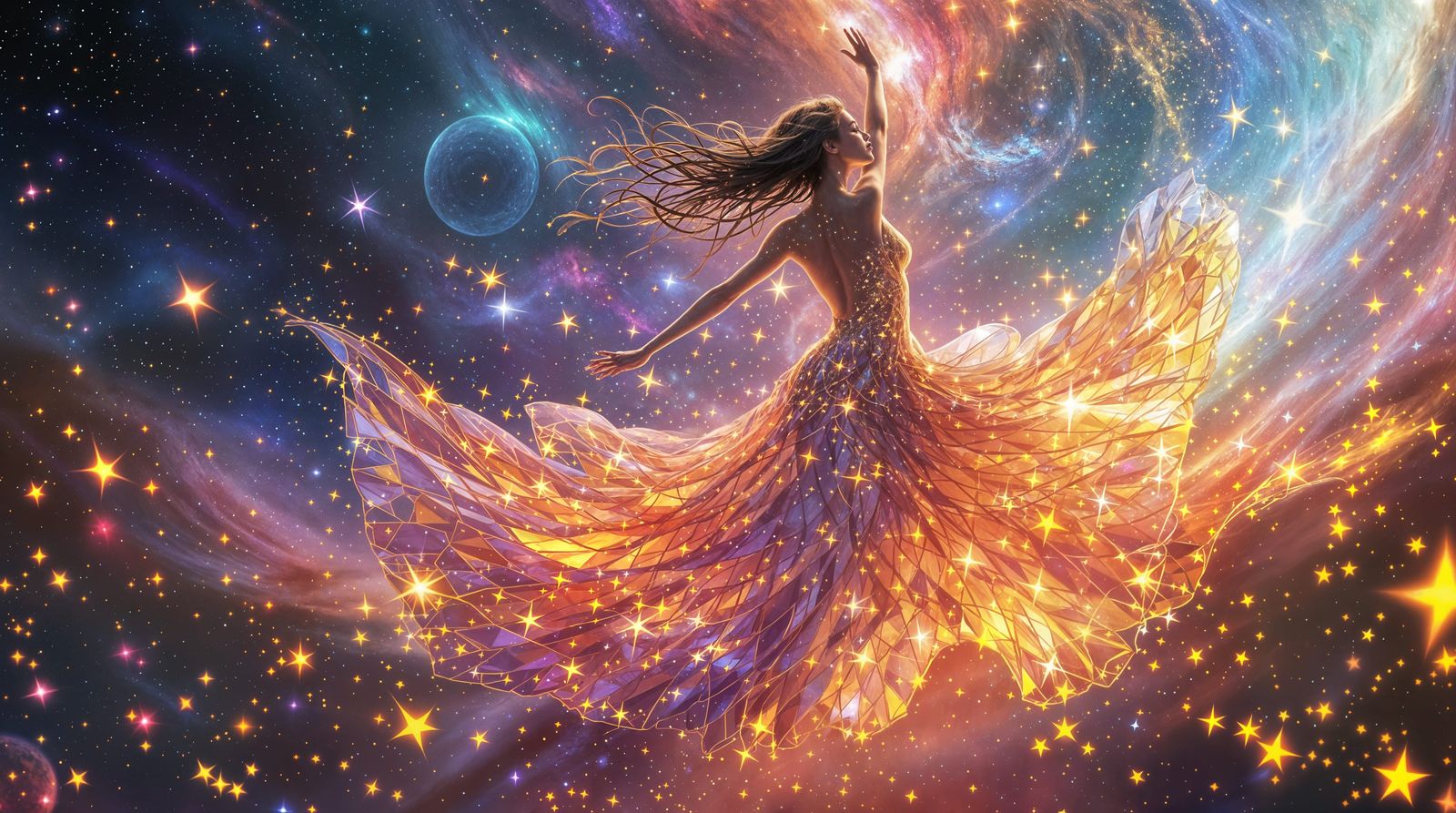 Cosmic Goddess in Radiant Bioluminescent Scales