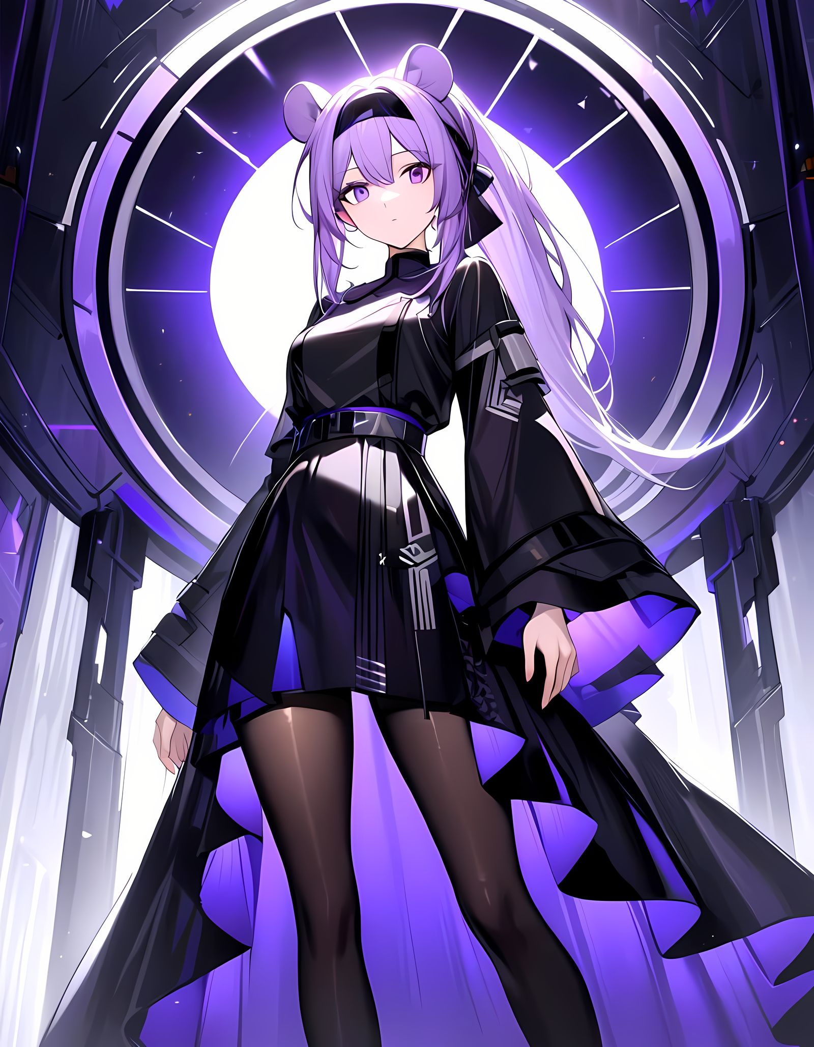 Elegant Anime-Inspired Girl with Bear Ears and Multicolored ...