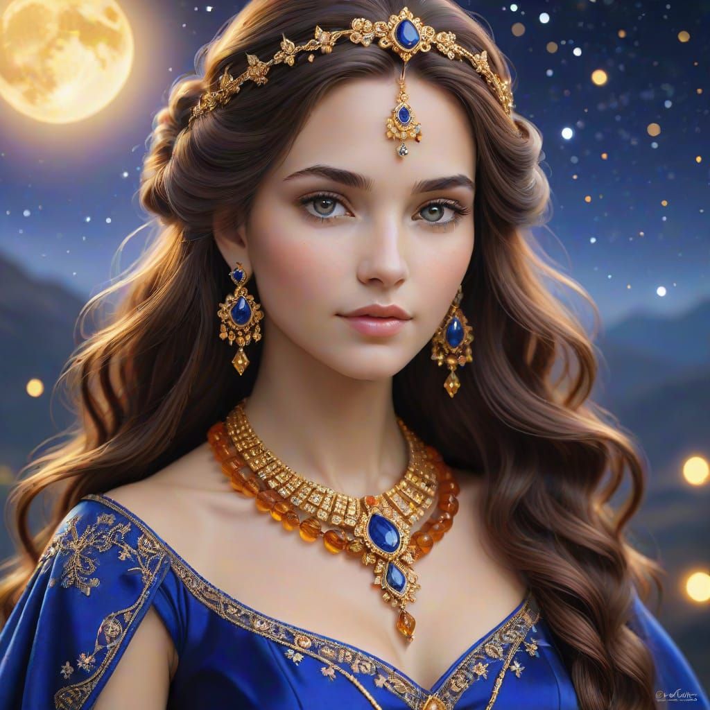 Metis, Goddess of Wisdom in Royal Blue Gown