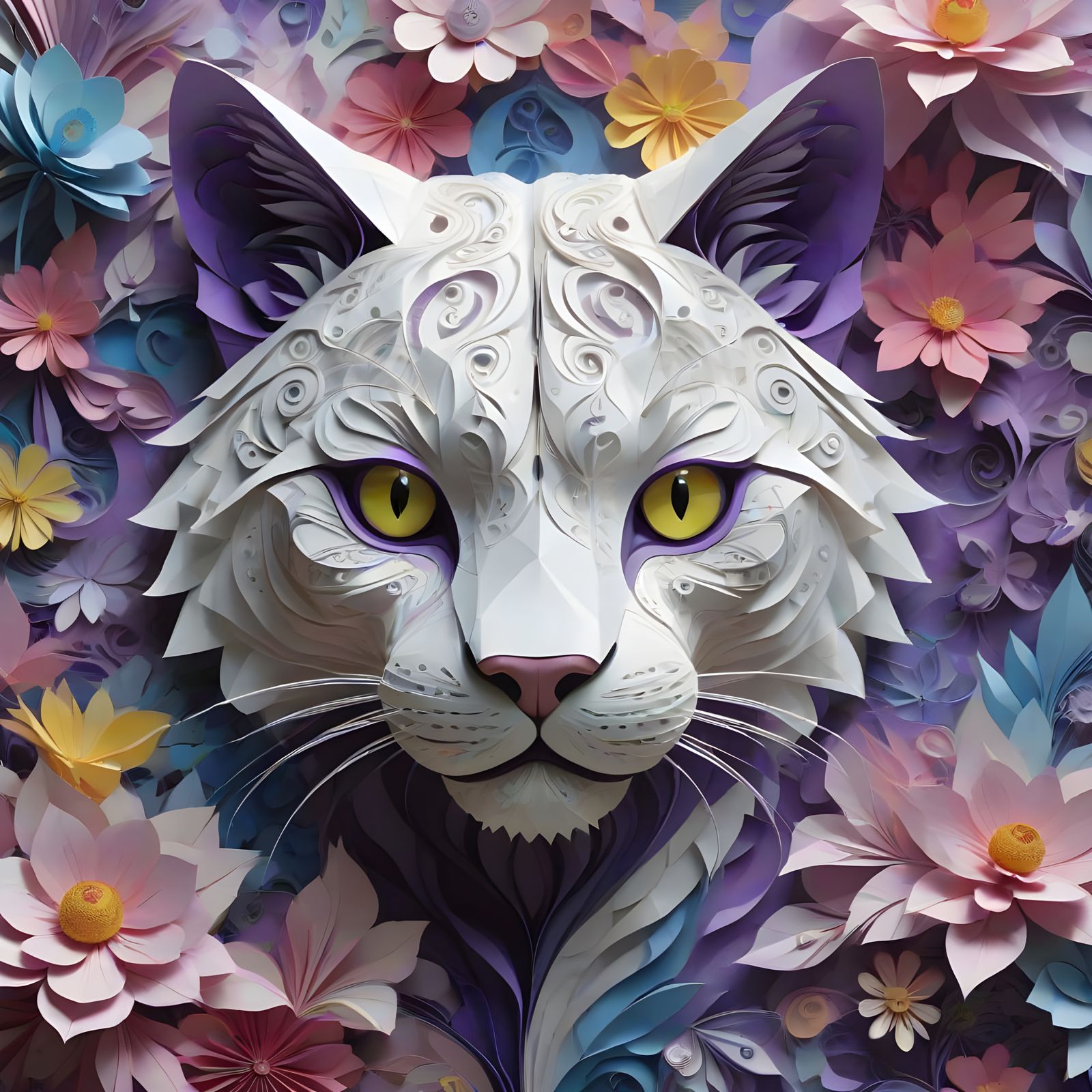 Mystical Shadow Panther in Origami Paper