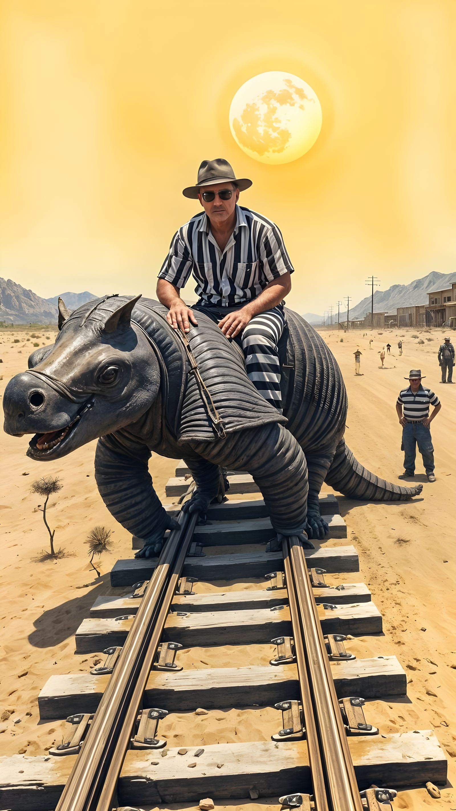 Wild West Surrealism: Striped Prisoners and Armadillo Warden