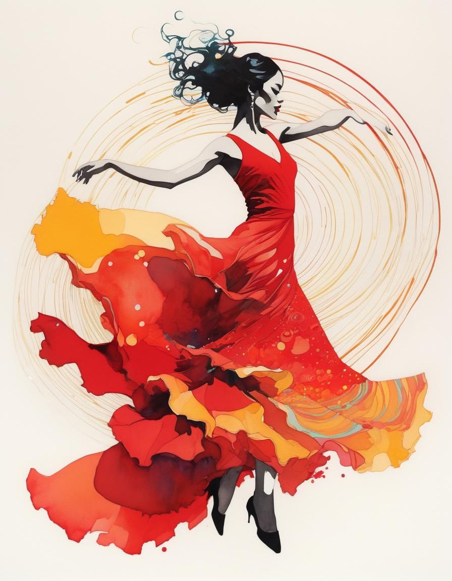Bright Flamenco Dancers in Motion