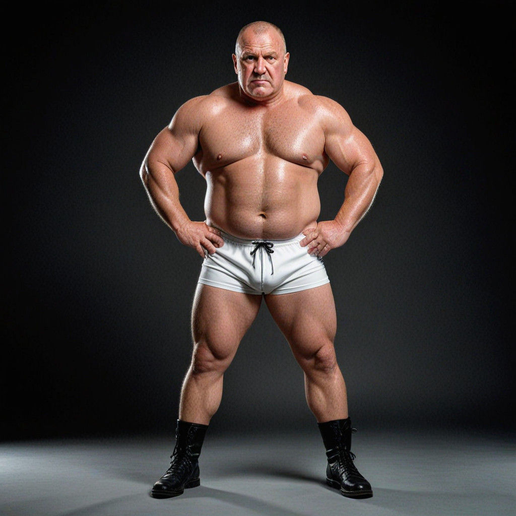 Powerful Wrestler in Defiant Pose