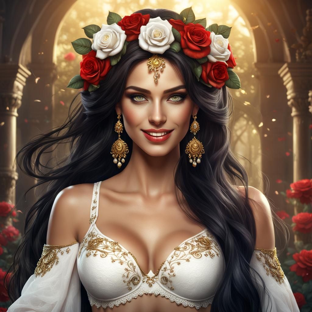 Beautiful Bulgarian Woman Portrait in Detailed Digital Paint...