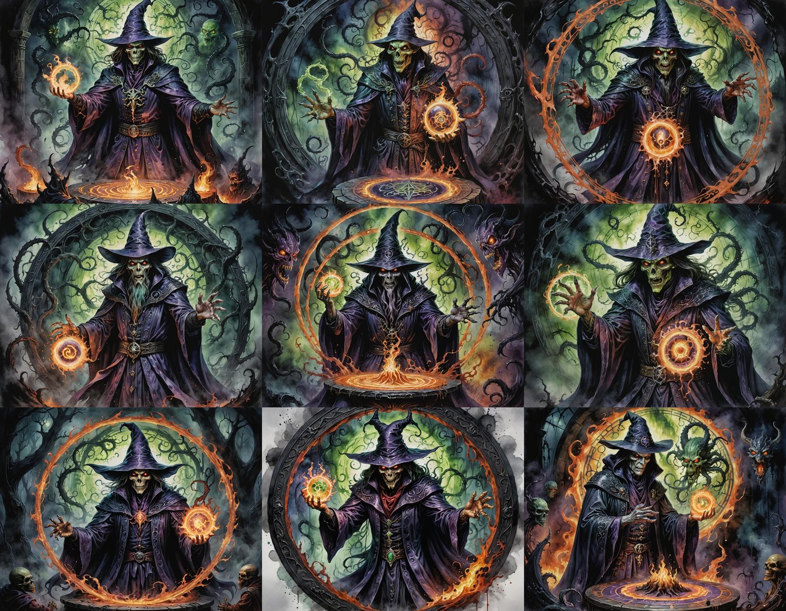 Warlock Conjuring Eldritch Horrors in Fantasy Art