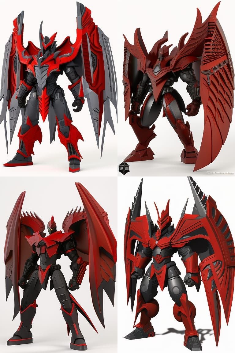 Red Gargoyle Exo-Armor Variations: Sleek Sci-Fi Design