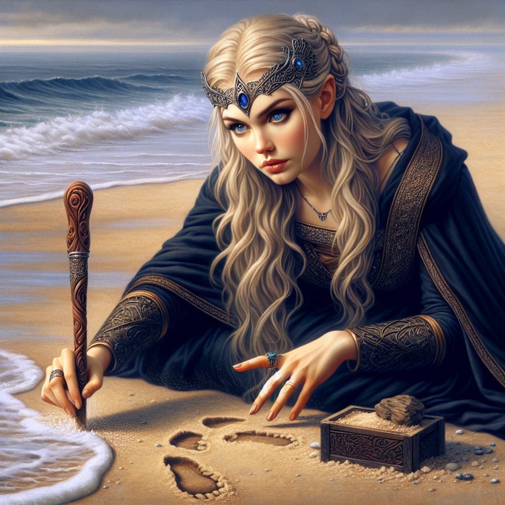 Realistic Norse Goddess Portrait in Oil