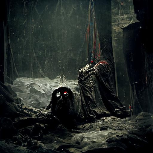 Sinister Lonely Figure in Dark Room