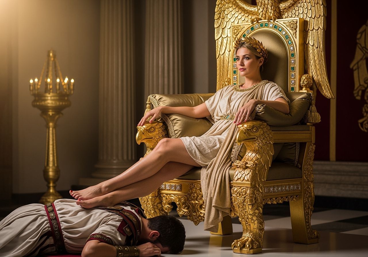 Roman Empress on Gold Throne in Imperial Palace