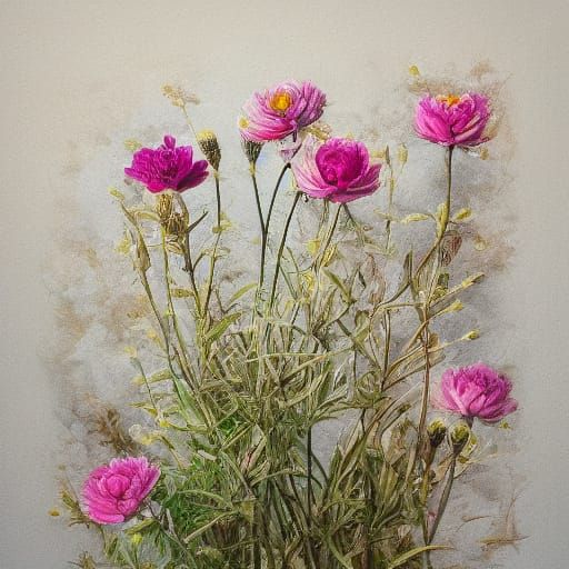 Elegant Guilloche Frame Surrounds Delicate Cistus Bloom in C...