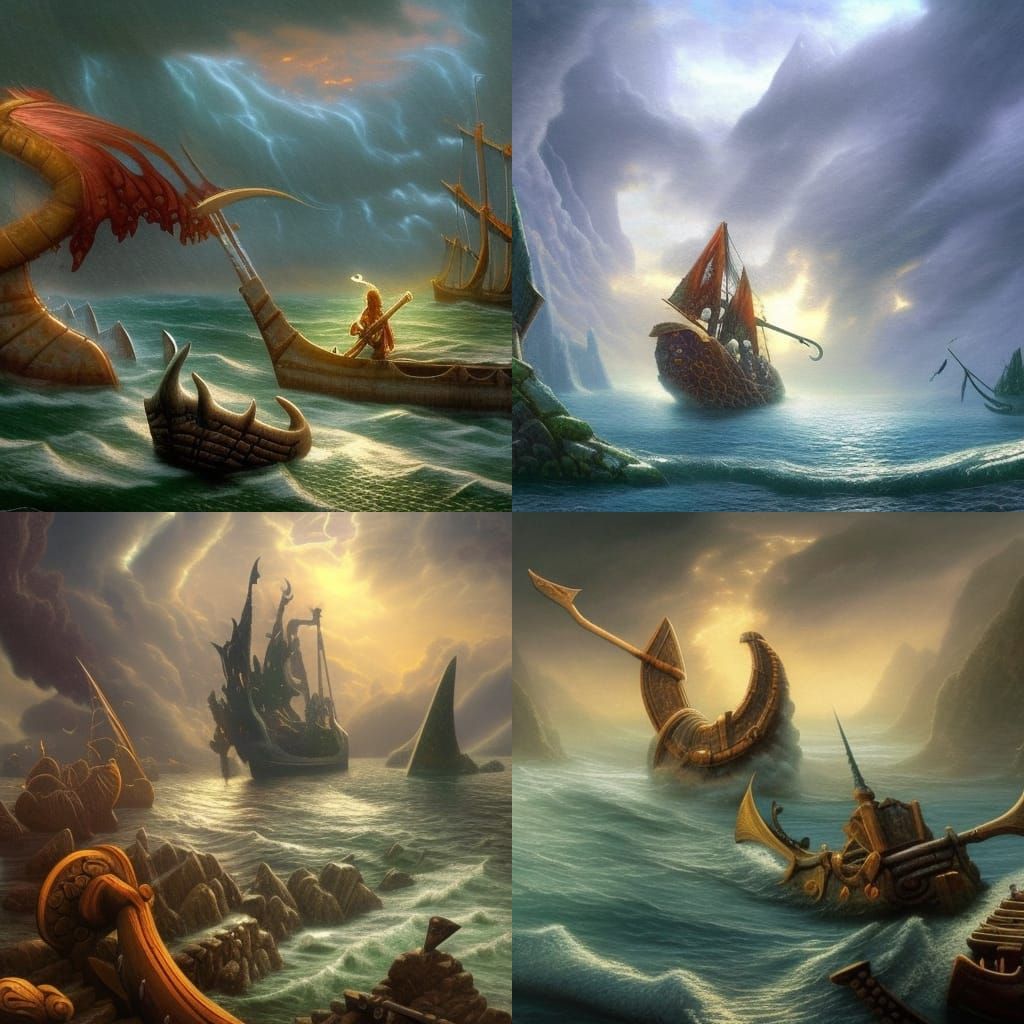 Valheim: Norse Warriors Battle Sea Serpent in Storm