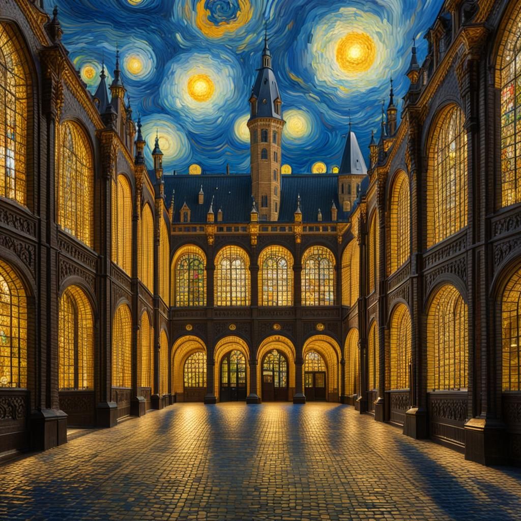Binnenhof in Van Gogh Style with Volumetric Lighting