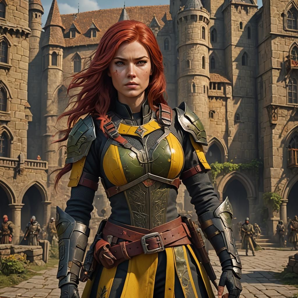 Scarlett GI Joe as Medieval Knight, Detailed Matte Painting